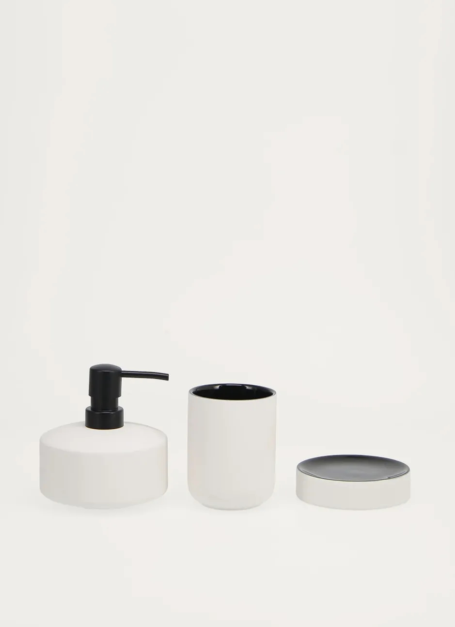 DISTRIBUTEUR DE SAVON EN GRÈS BLANC