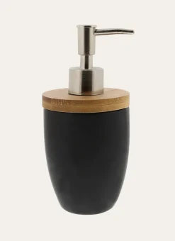 DISTRIBUTEUR DE SAVON EN GRÈS ET BAMBOU NOIR/BAMBOU