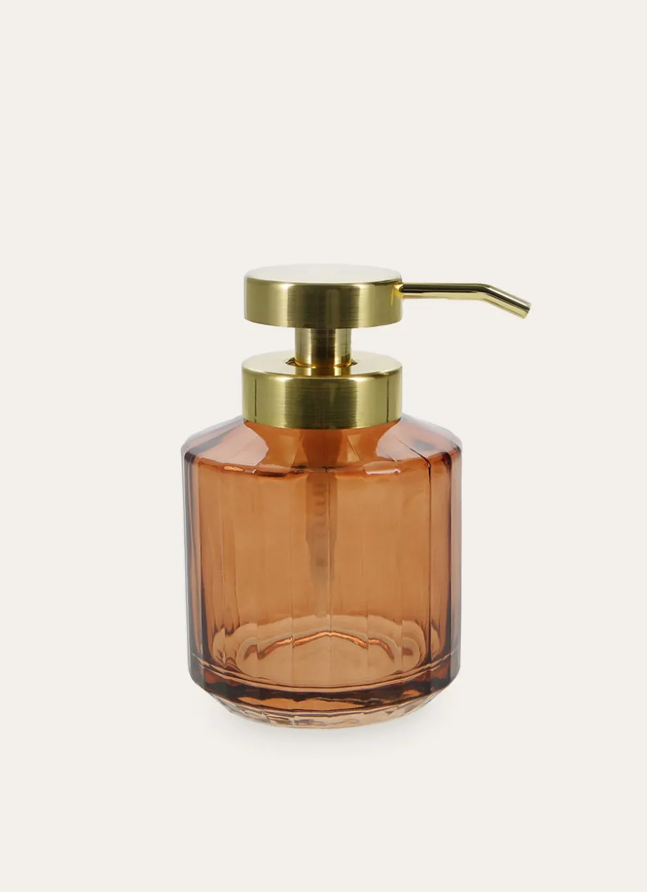 DISTRIBUTEUR DE SAVON EN VERRE COLORÉ AMBRE