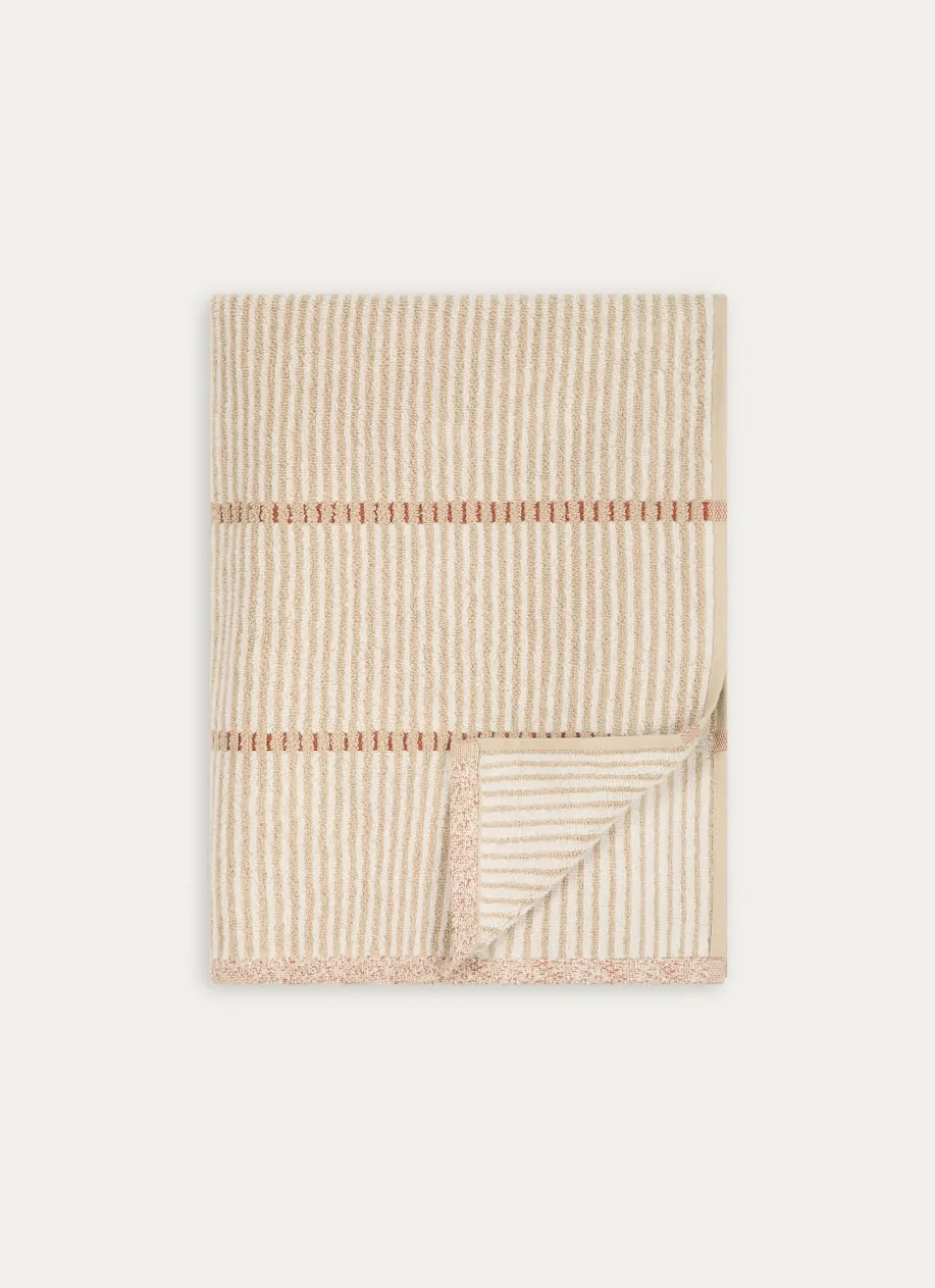 DRAP DE BAIN À RAYURES BEIGE