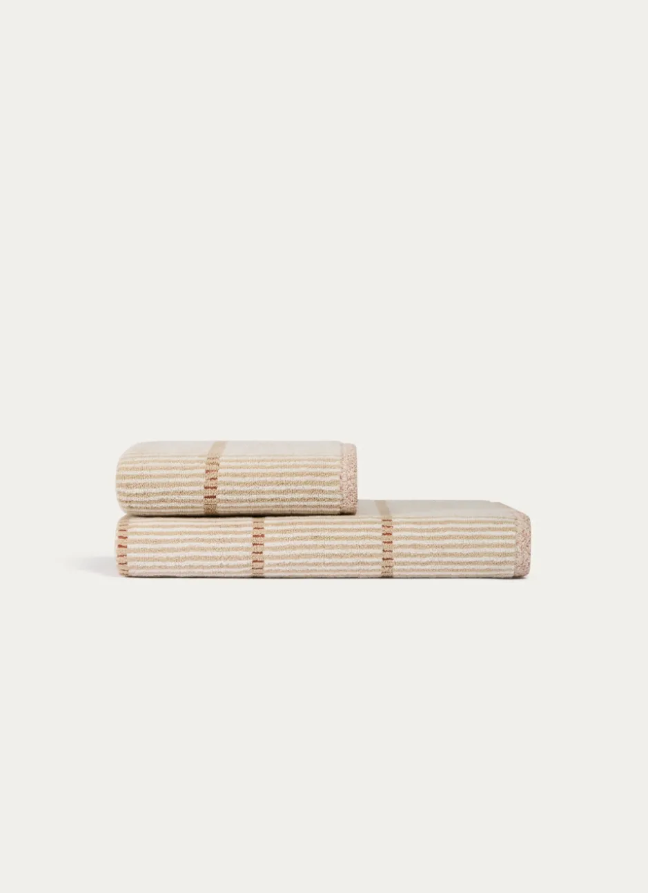 DRAP DE BAIN À RAYURES BEIGE