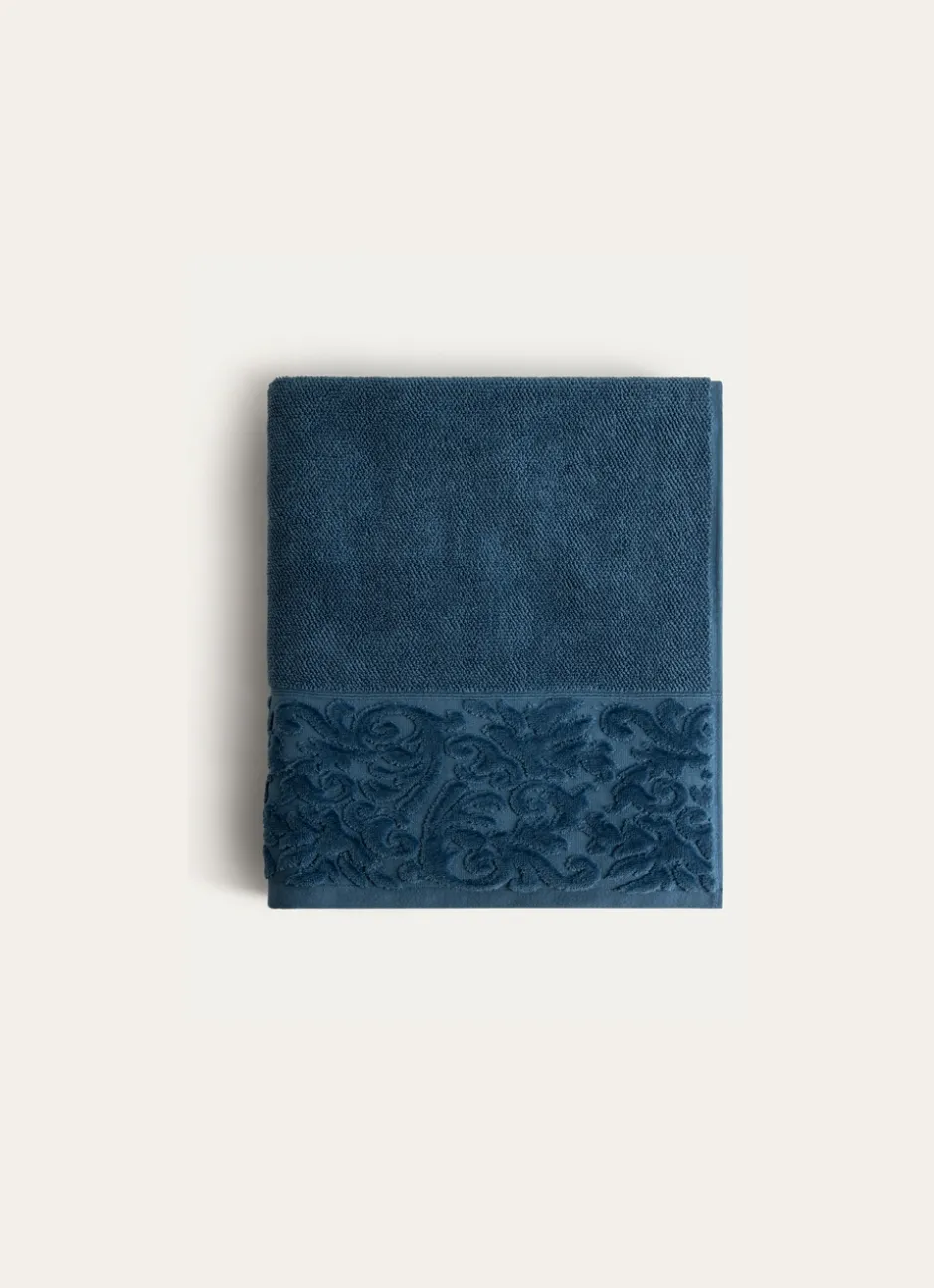 DRAP DE BAIN EN COTON LITEAU CISELÉ NUIT