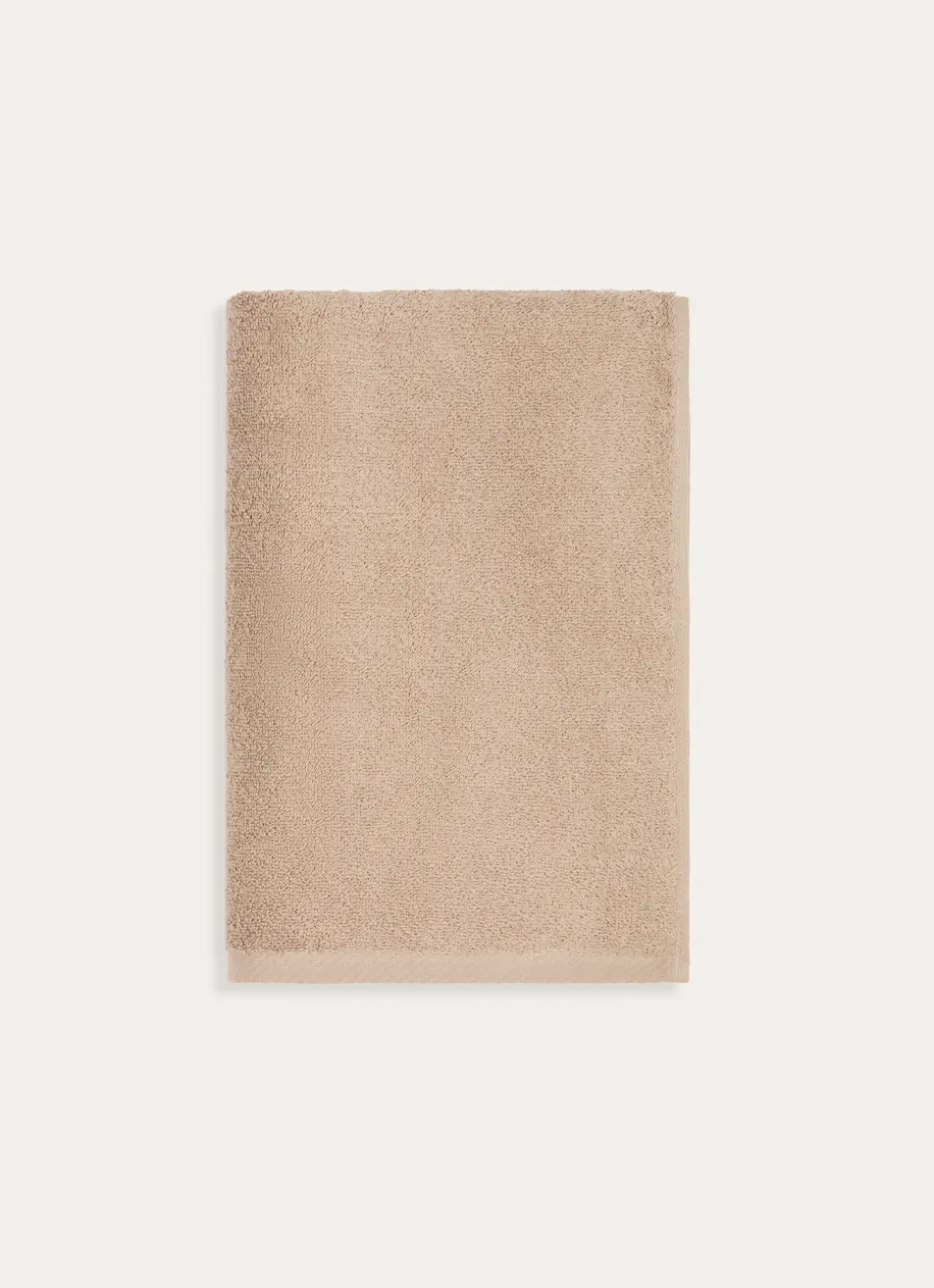 DRAP DE BAIN EN COTON UNI BASIL BEIGE FONCÉ
