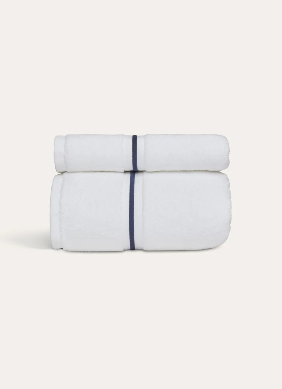 DRAP DE BAIN FINITION BOURDON OPÉRA BLANC/MARINE