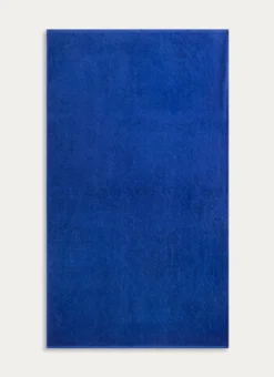 DRAP DE BAIN UNI JACQUARD CISELÉ FINITION VELOURS BLEU