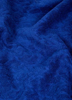 DRAP DE BAIN UNI JACQUARD CISELÉ FINITION VELOURS BLEU