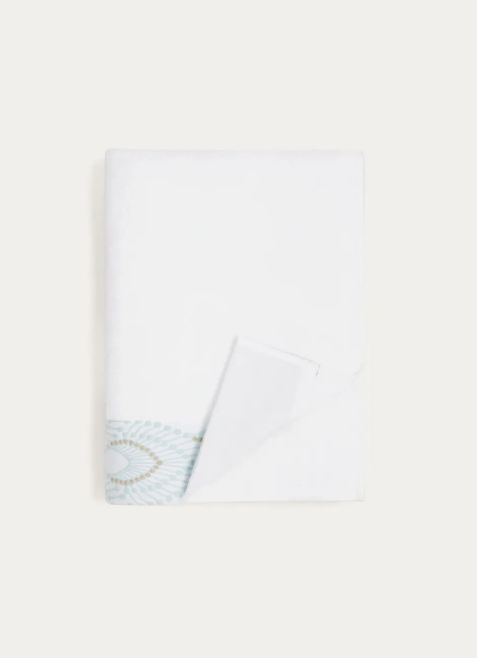 DRAP DE BAIN UNI SABRINA AVEC LITEAU FANTAISIE BLANC