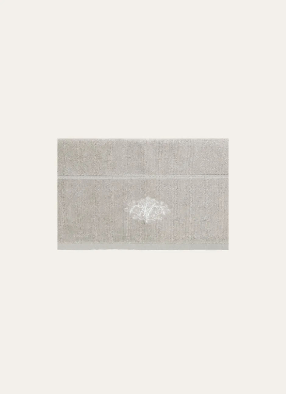 DRAP DE BAIN VELOURS EN COTON BRODERIE 500GR GRIS PERLE