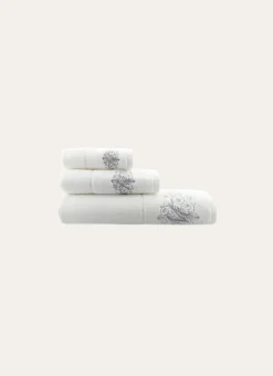 DRAP DE BAIN VELOURS EN COTON BRODERIE 500GR BLANC