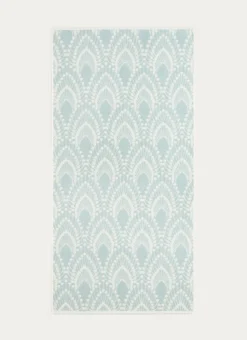 DRAP DE DOUCHE EN JACQUARD SERENA MOTIFS ART DÉCO BLEU CLAIR