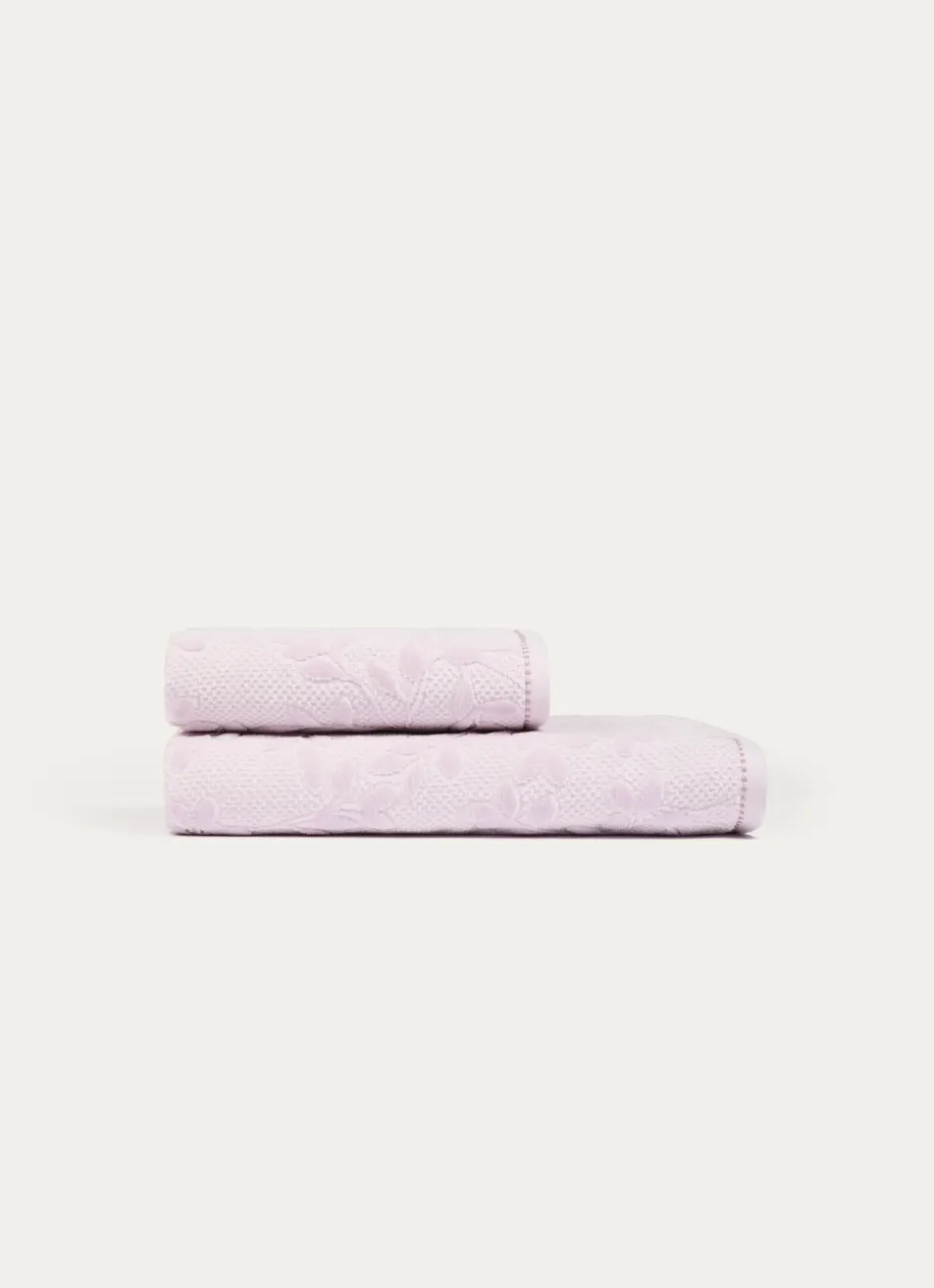 DRAP DE DOUCHE JACQUARD UNI ROSE