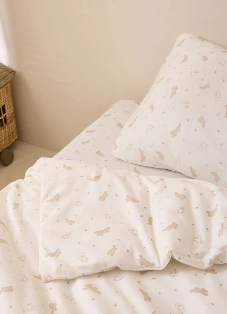 DRAP HOUSSE BÉBÉ EN JERSEY DE COTON IMPRIMÉ LAPIN BLANC