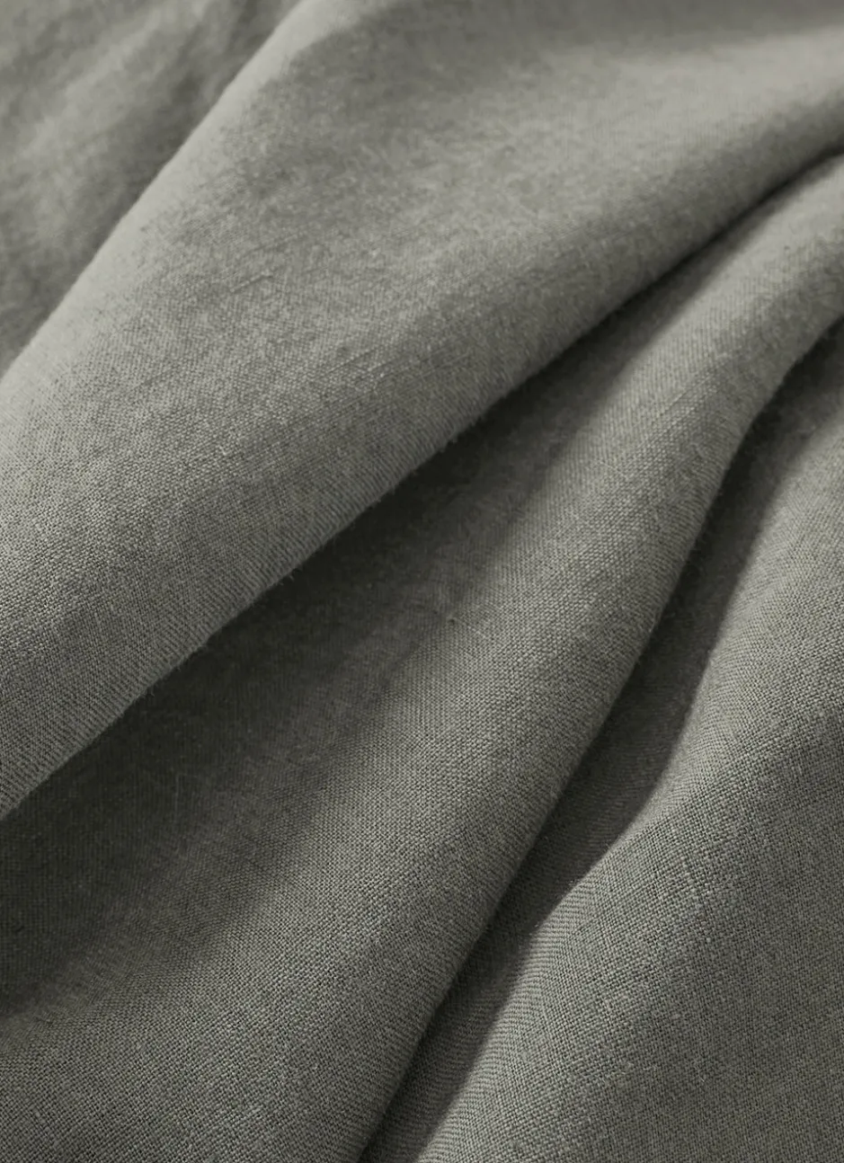DRAP HOUSSE EN LIN LAVÉ UNI 165GR VERT DE GRIS