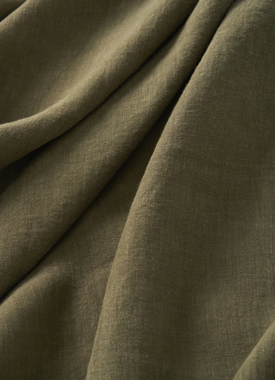 DRAP HOUSSE EN LIN LAVÉ UNI 165GR KAKI