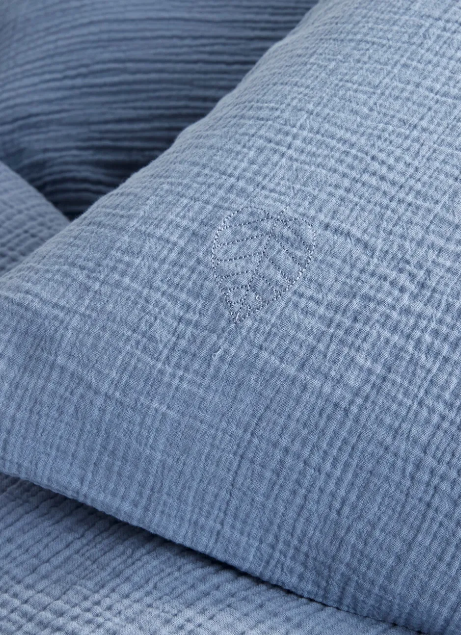 DRAP HOUSSE ENFANT EN GAZE DE COTON BLEU