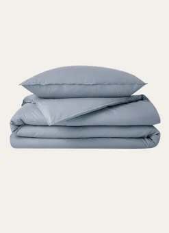 DRAP HOUSSE UNI EN COTON LAVÉ BIO BLEU