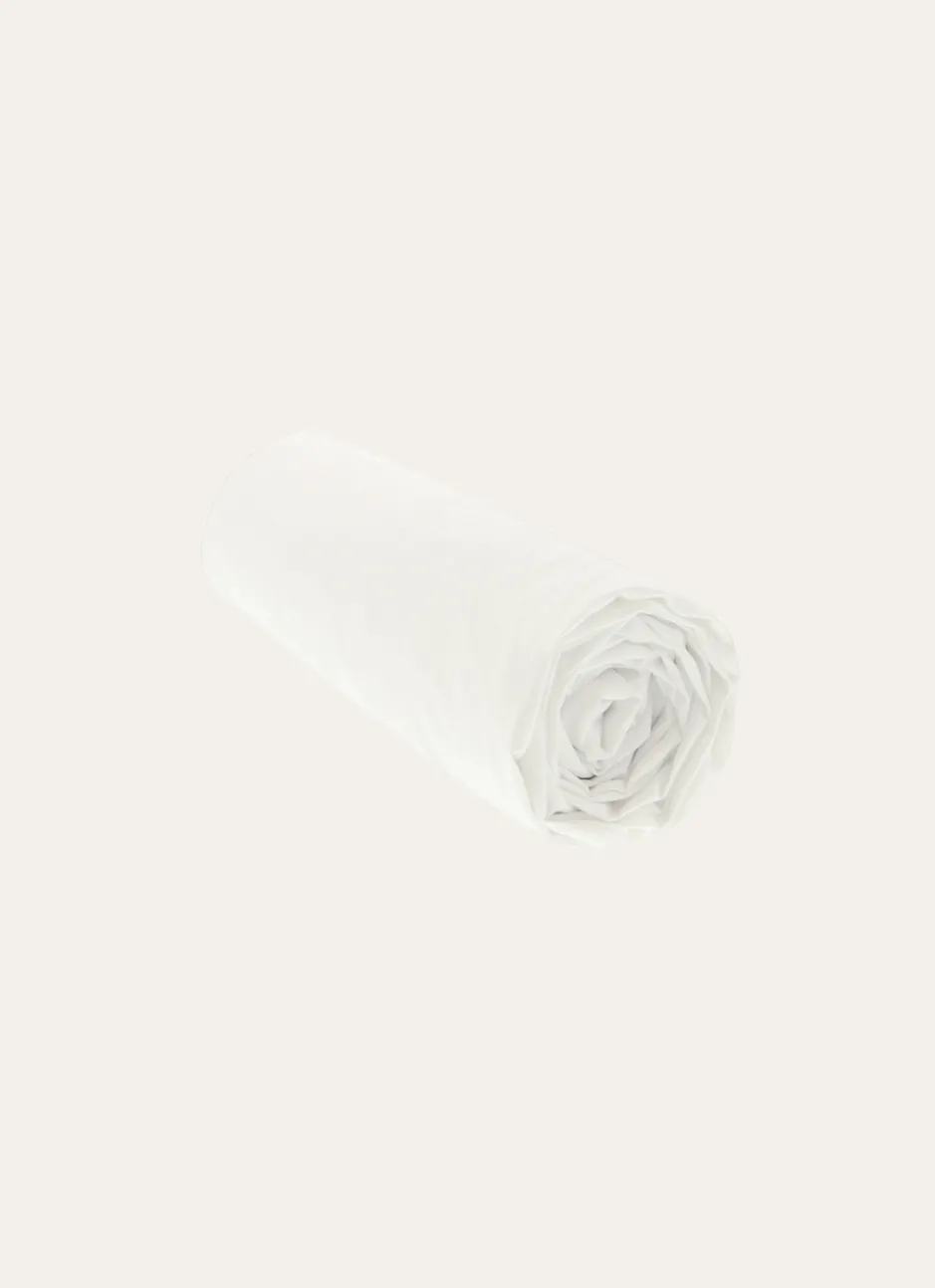 DRAP HOUSSE UNI EN PERCALE DE COTON BLANC