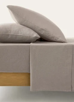 DRAP PLAT UNI EN LIN LAVÉ - 165GR TAUPE