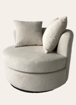 FAUTEUIL PIVOTANT AVEC 2 COUSSINS ÉCRU