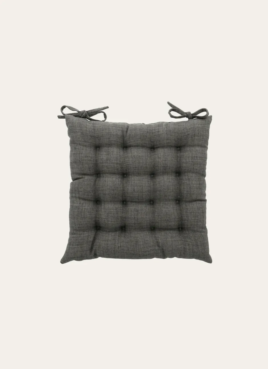 GALETTE DE CHAISE UNIE EFFET DE MATIÈRE GRIS