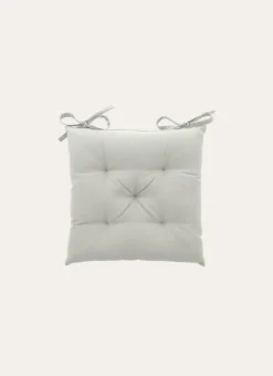 GALETTE DE CHAISE UNIE EN COTON GRIS PERLE