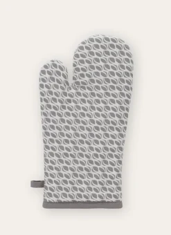 GANT DE CUISINE EN COTON IMPRIMÉ BLANC/GRIS