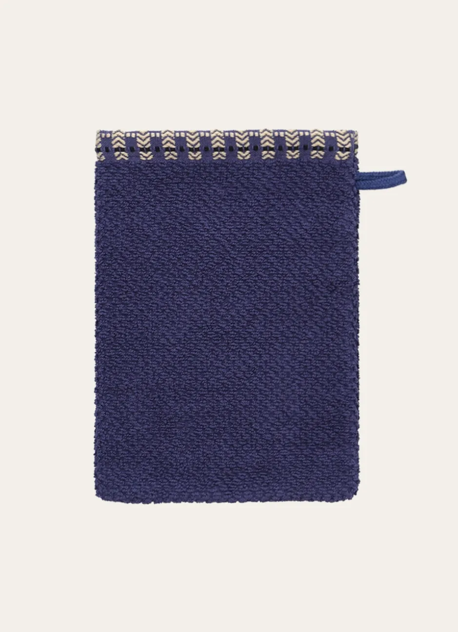 GANT DE TOILETTE AVEC LITEAU FANTAISIE BLEU FONCÉ