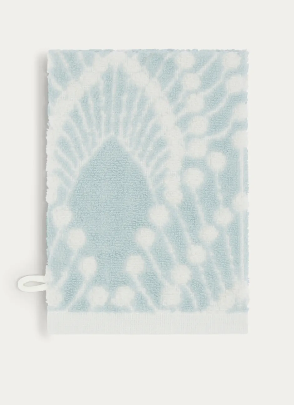 GANT DE TOILETTE SERENA EN JACQUARD BLEU CLAIR