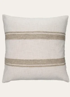 GRAND COUSSIN TEXTURÉ AVEC BANDE BRODÉE EN JUTE ECRU/BEIGE