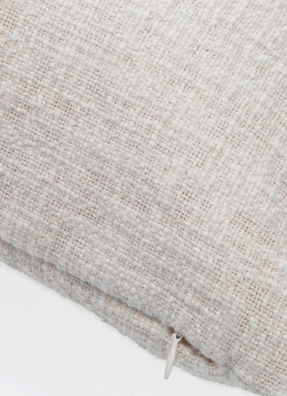 GRAND COUSSIN TEXTURÉ AVEC BANDE BRODÉE EN JUTE ECRU/BEIGE
