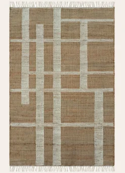 GRAND TAPIS TISSÉ EN JUTE ET LAINE LABYRINTHE BEIGE NATUREL/ÉCRU
