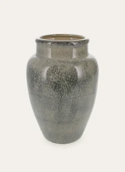 GRAND VASE EN CÉRAMIQUE ÉMAILLÉE EFFET TACHETÉ Bleu ORAGE