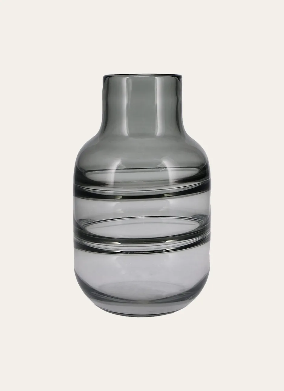 GRAND VASE EN VERRE RICOCHET GRIS TRANSPARENT