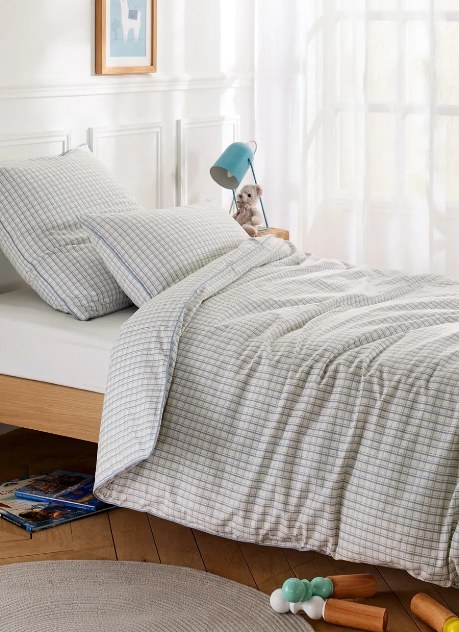 HOUSSE DE COUETTE BÉBÉ À CARREAUX TARTAN BLEU