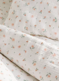 HOUSSE DE COUETTE BÉBÉ EN GAZE DE COTON CHAMPÊTRE ÉCRU
