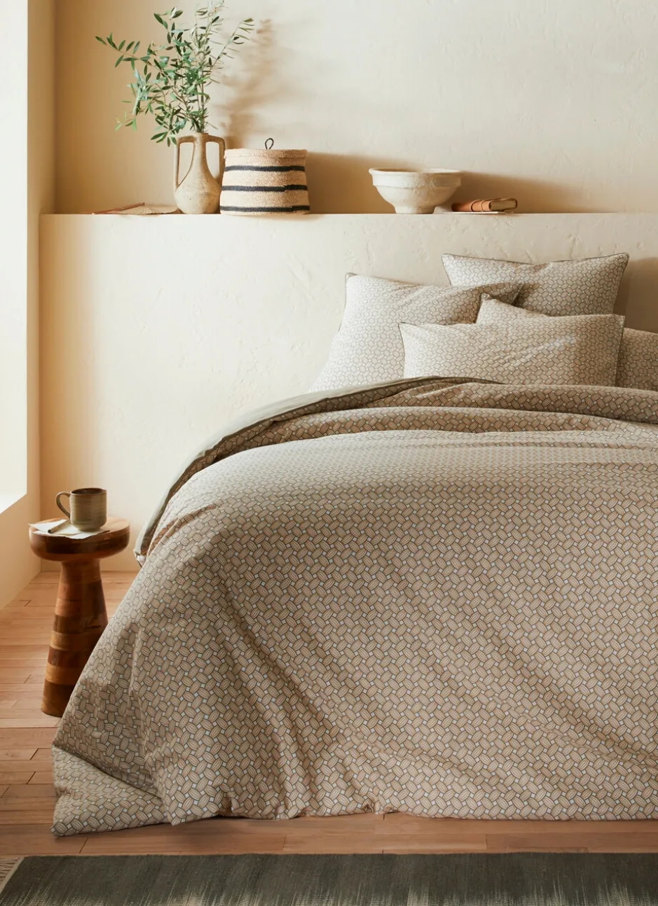 HOUSSE DE COUETTE EN COTON IMPRIMÉ GRAPHIQUE vert