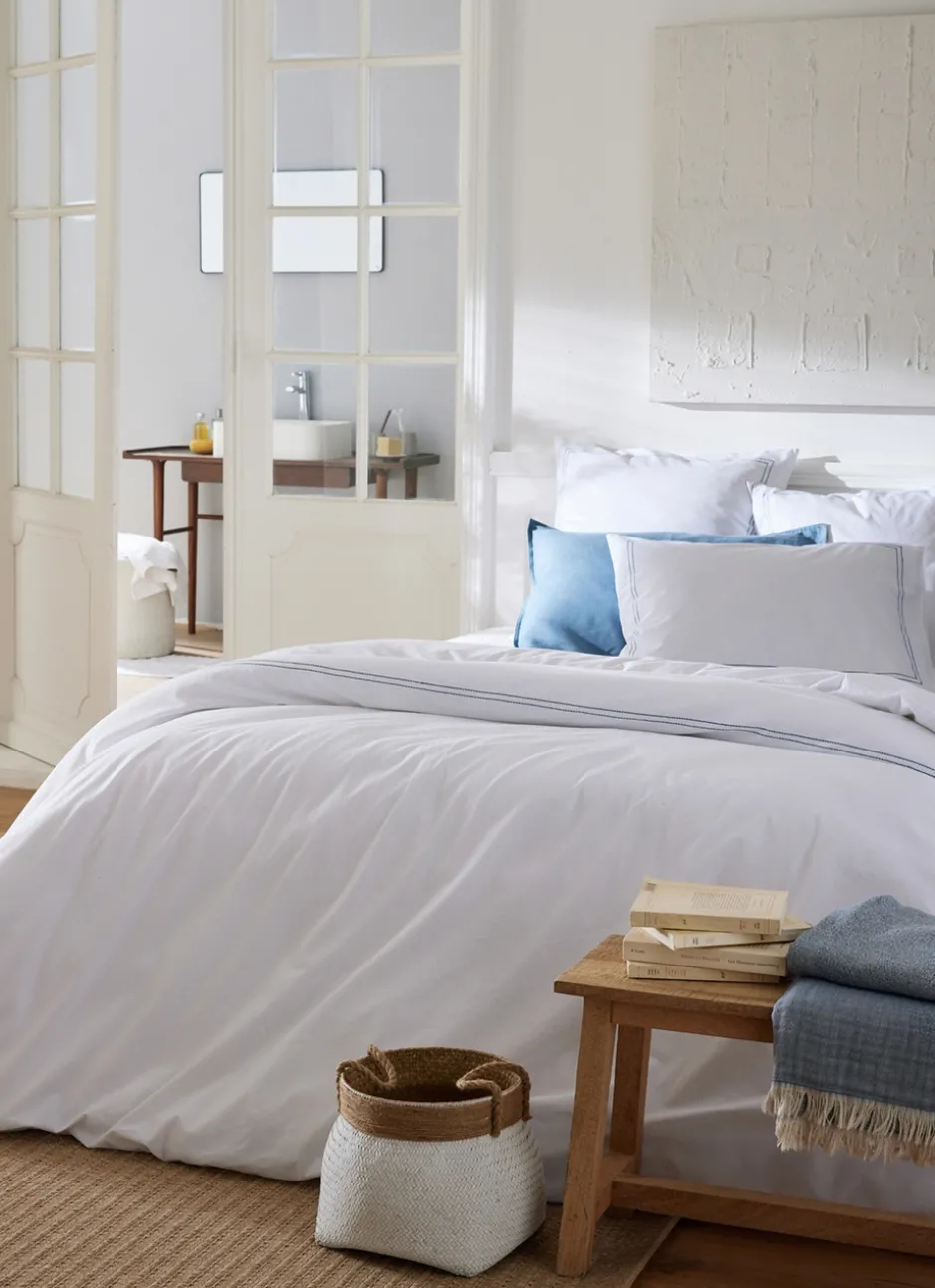 HOUSSE DE COUETTE EN COTON LAVÉ BLEU