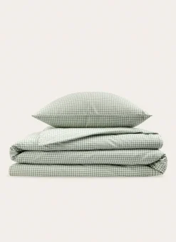 HOUSSE DE COUETTE EN COTON VICHY SAUGE