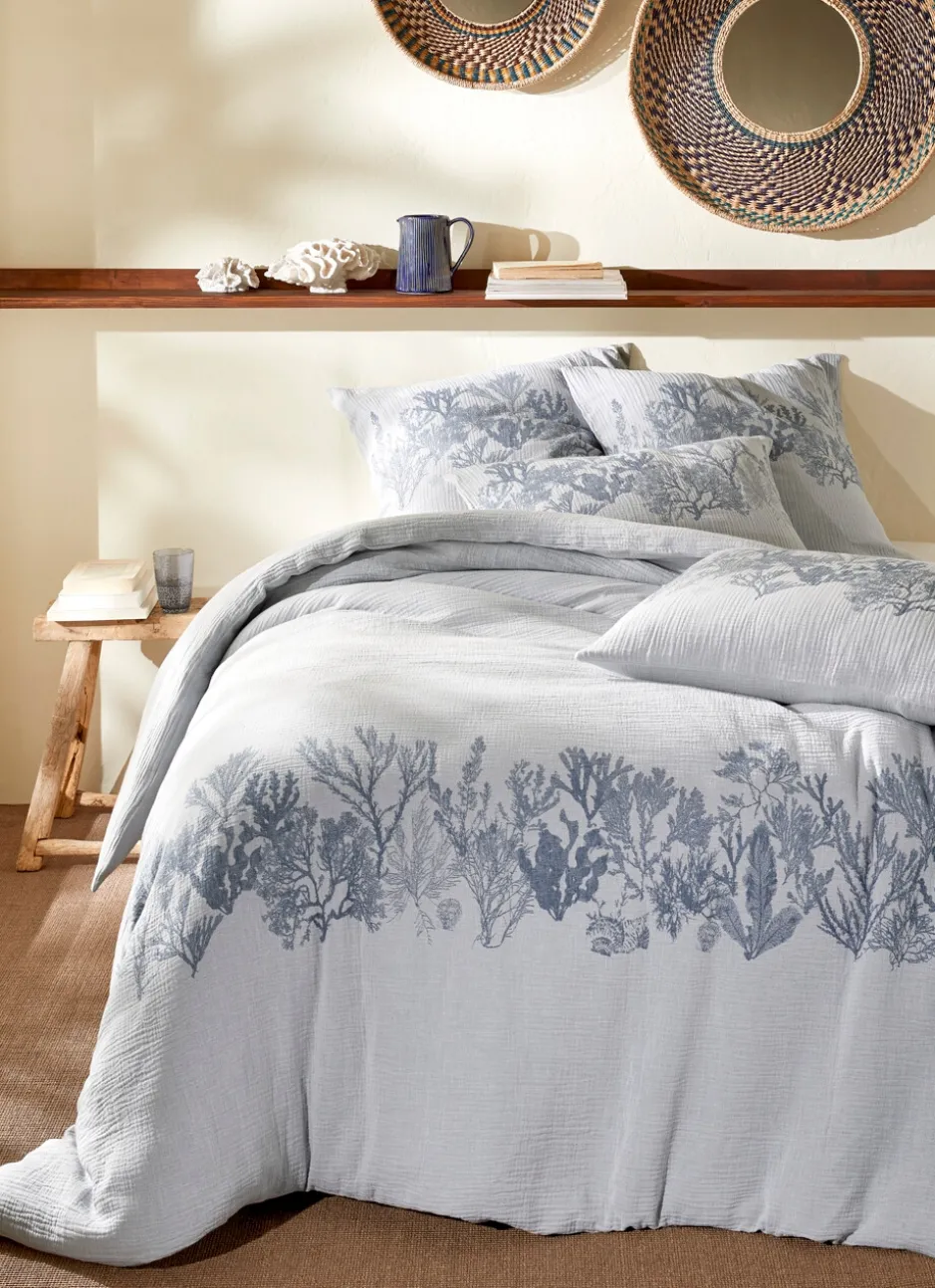 HOUSSE DE COUETTE EN DOUBLE GAZE DE COTON GUAM BLEU