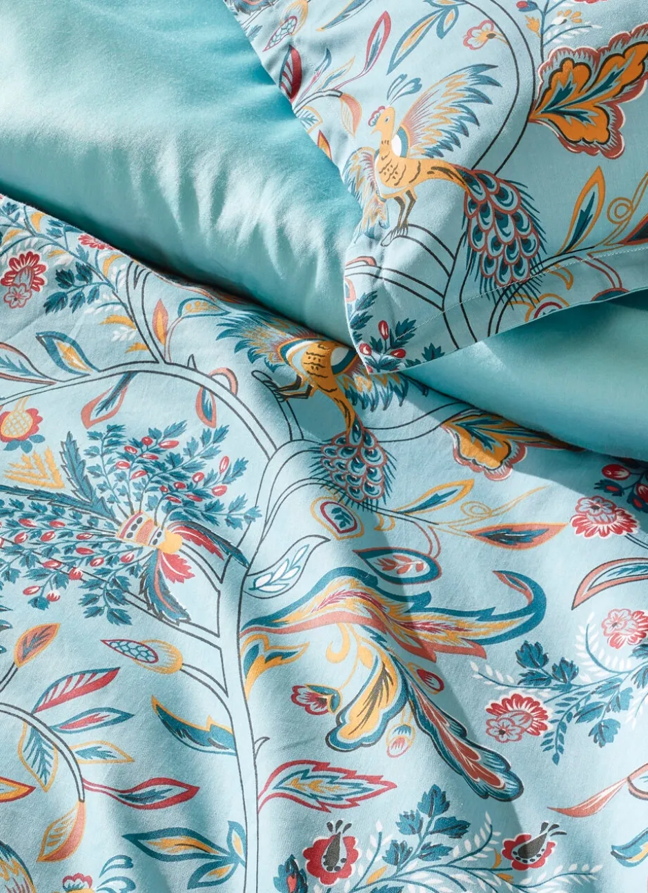 HOUSSE DE COUETTE EN SATIN MOTIF FLORAL GAIA BLEU