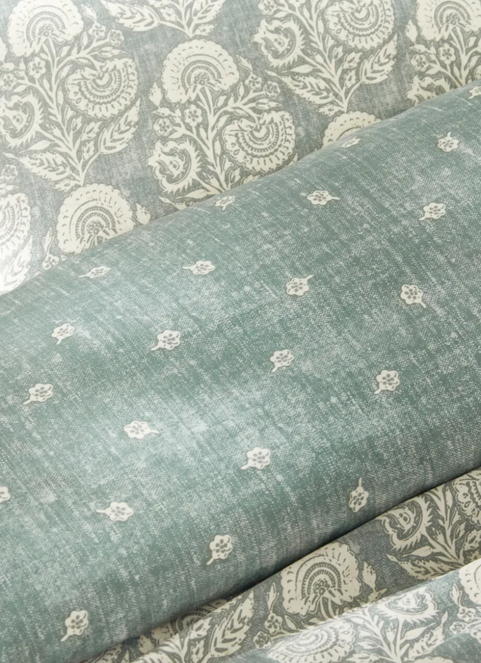 HOUSSE DE COUETTE EN SATIN IMPRIMÉ INDIEN THALER BLEU CLAIR