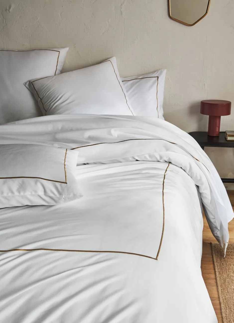 HOUSSE DE COUETTE SATIN BLANC/MORDORÉ