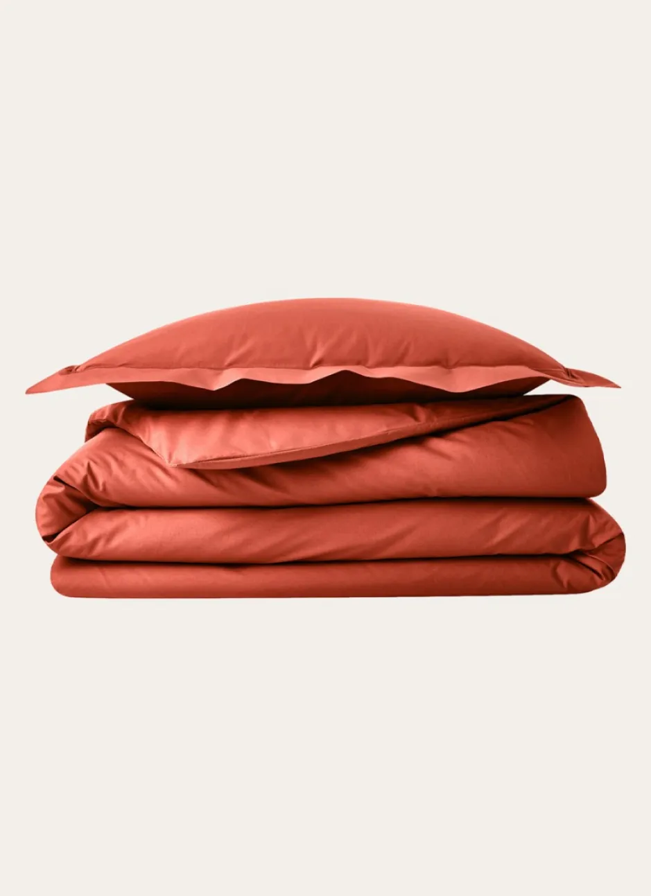 HOUSSE DE COUETTE UNIE EN PERCALE DE COTON TERRE