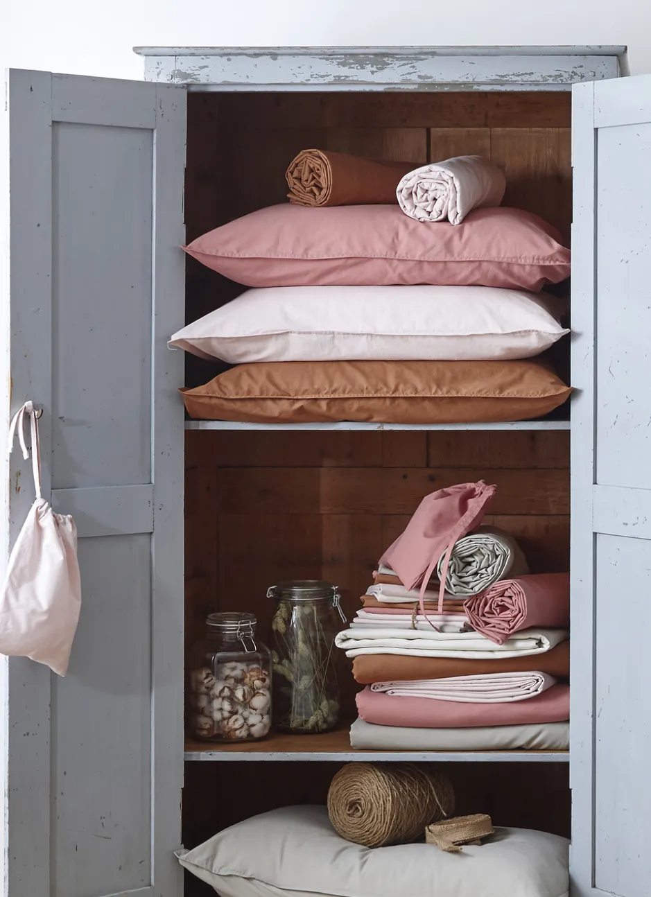 HOUSSE DE COUETTE UNIE EN COTON LAVÉ BIO ROSE