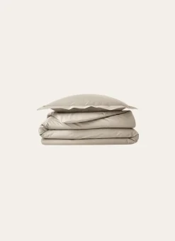 HOUSSE DE COUETTE UNIE EN PERCALE DE COTON SABLE