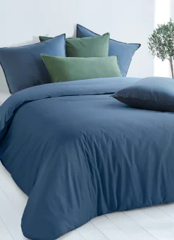 HOUSSE DE COUETTE UNIE EN COTON LAVÉ BIO GRIS BLEU