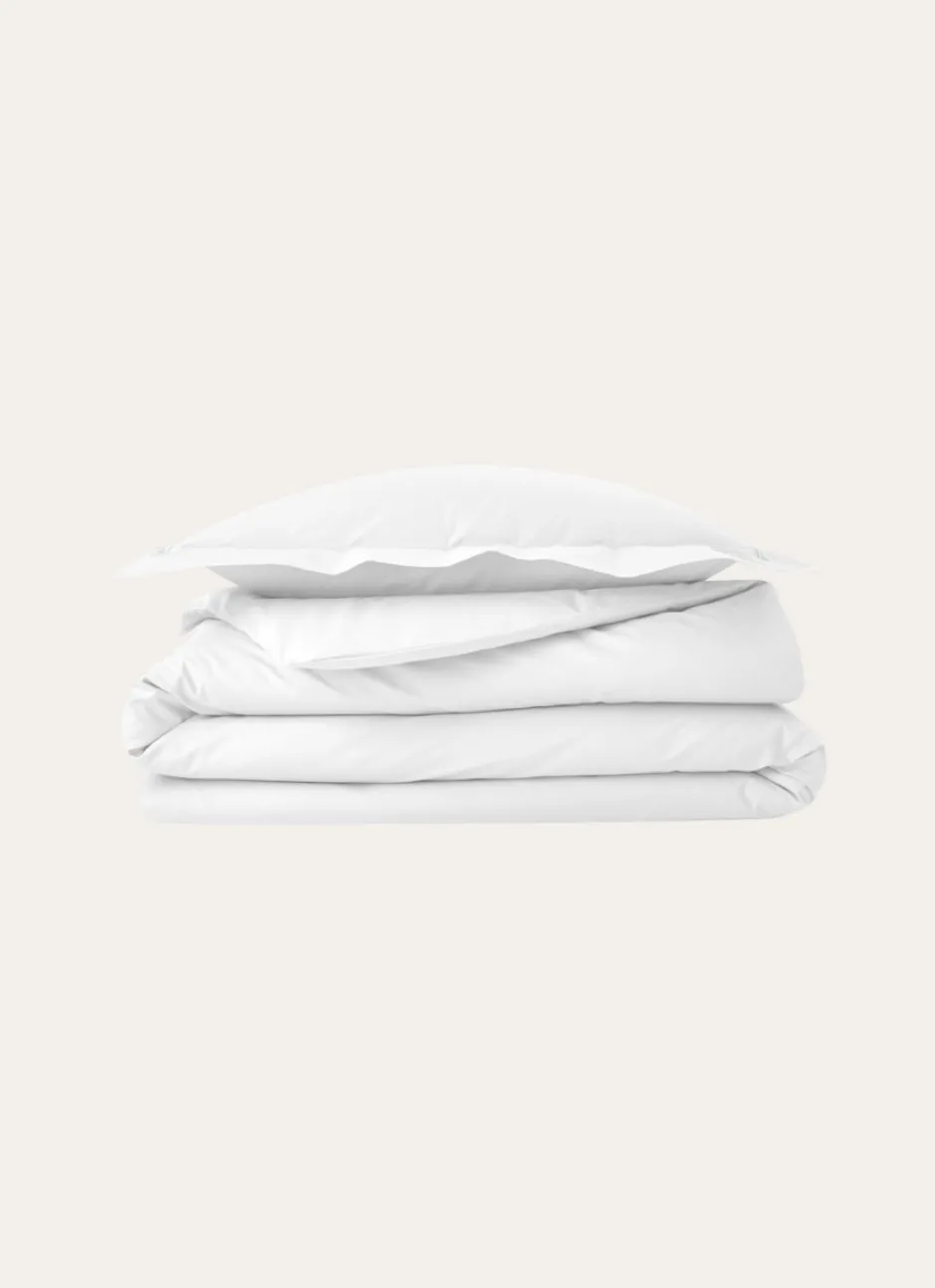 HOUSSE DE COUETTE UNIE EN PERCALE DE COTON BLANC