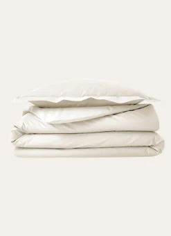 HOUSSE DE COUETTE UNIE EN PERCALE DE COTON ECRU