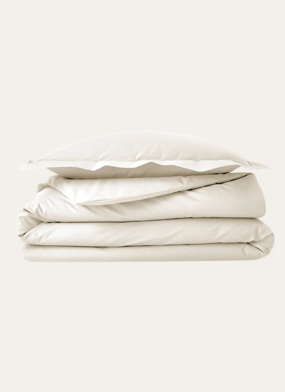 HOUSSE DE COUETTE UNIE EN PERCALE DE COTON ECRU