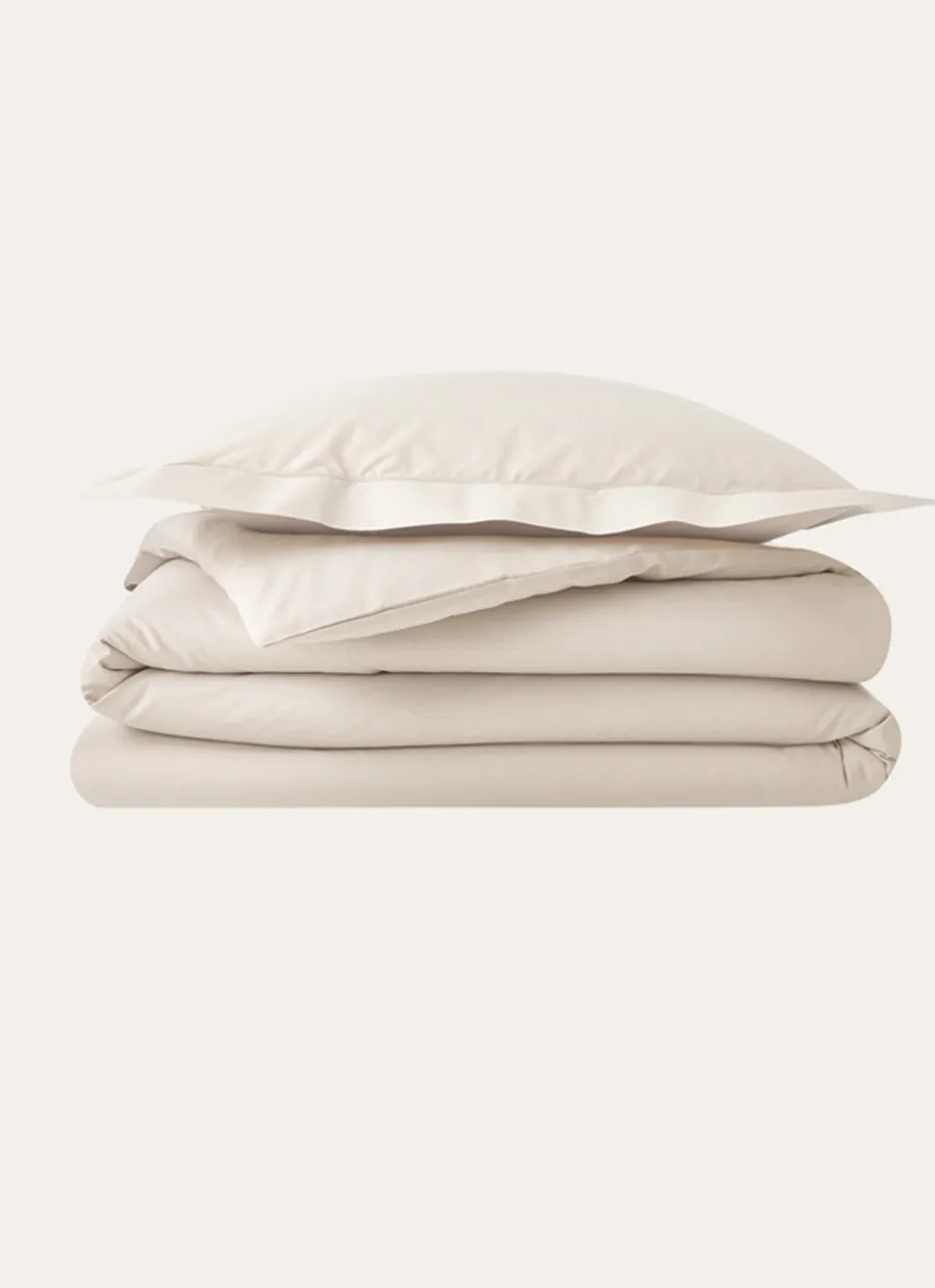 HOUSSE DE COUETTE UNIE EN COTON ECRU
